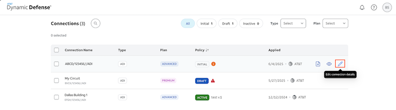 Where to edit policy details like nickname